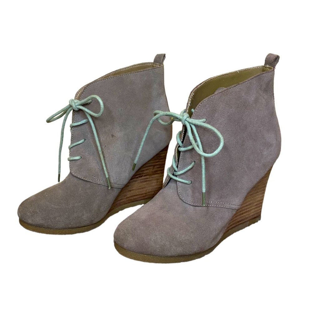 Steve Madden Danni Brown Suede Leather Wedge Lace Up Bootie Size 8.5